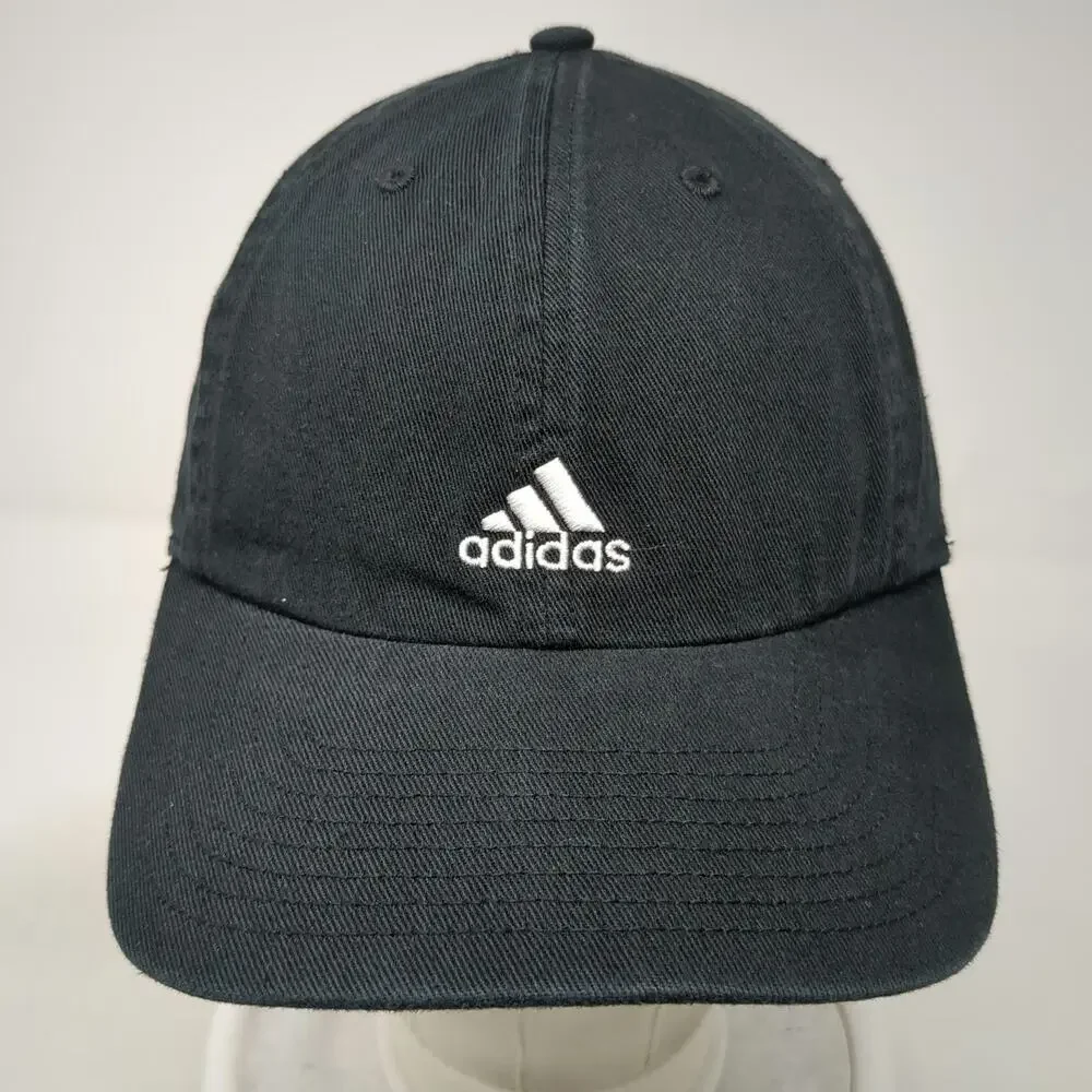 Adidas Baseball Cap Black One Size Adjustable Cotton Aeroready Logo Sport Hat